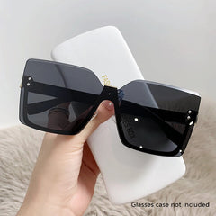 European and American Style Half-Frame Metal Sunglasses for Women - Fashionable Slim Design with UV Protection