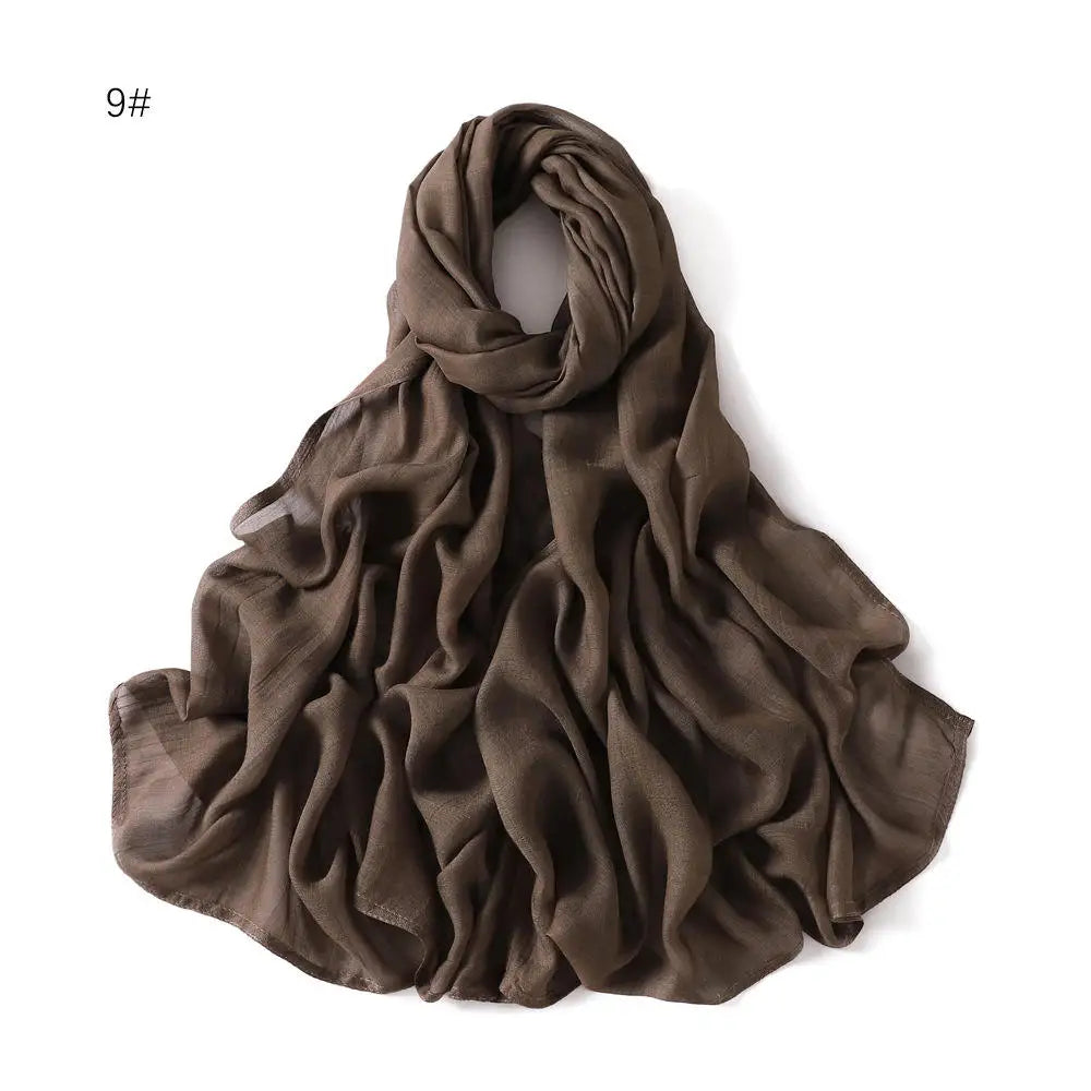 Viscose Hijab Scarf Double Stitches Edge Plain Cotton Modal Muslim Women Scarf Soft Lightweight Shawl Rayon Scarf Hijab 185X85Cm