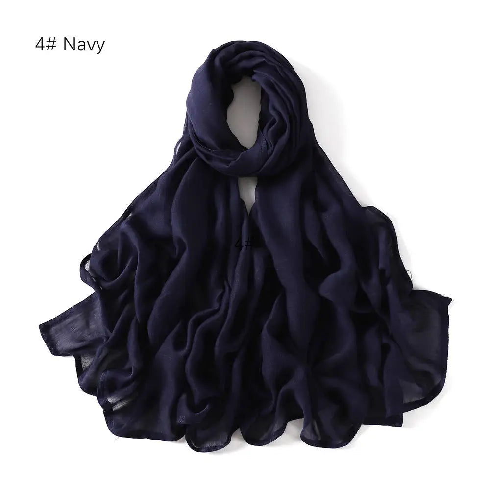 Viscose Hijab Scarf Double Stitches Edge Plain Cotton Modal Muslim Women Scarf Soft Lightweight Shawl Rayon Scarf Hijab 185X85Cm