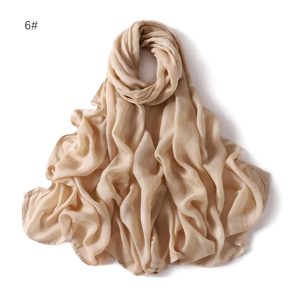 Viscose Hijab Scarf Double Stitches Edge Plain Cotton Modal Muslim Women Scarf Soft Lightweight Shawl Rayon Scarf Hijab 185X85Cm