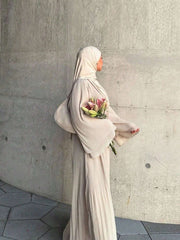 Dubai Pullover Robe Chiffon Pleated Dress Solid Color Women'S Wear,Modest