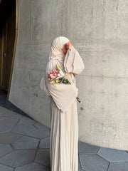 Dubai Pullover Robe Chiffon Pleated Dress Solid Color Women'S Wear,Modest
