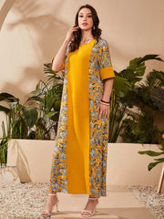 Al Najma Paisley Print Flounce Sleeve Kaftan Modest Arabian Dress