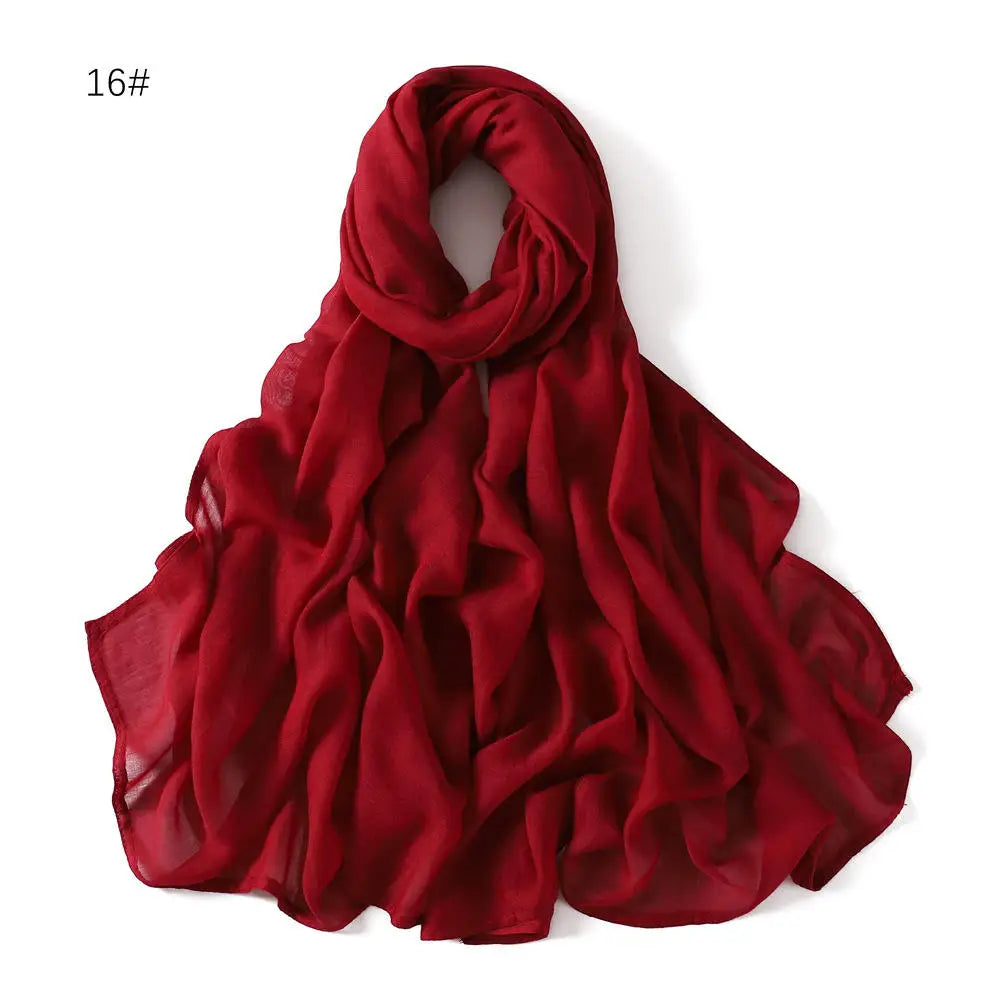 Viscose Hijab Scarf Double Stitches Edge Plain Cotton Modal Muslim Women Scarf Soft Lightweight Shawl Rayon Scarf Hijab 185X85Cm
