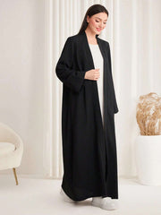 Al Najma Solid Color Shawl Collar Modest Long Sleeve Arabian Abaya Robe