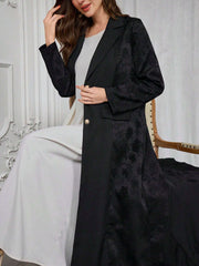 Al Najma Women'S Elegant Simple Jacquard Long Robe, Modest Abaya