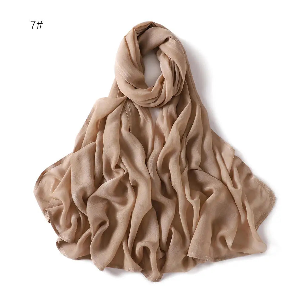 Viscose Hijab Scarf Double Stitches Edge Plain Cotton Modal Muslim Women Scarf Soft Lightweight Shawl Rayon Scarf Hijab 185X85Cm
