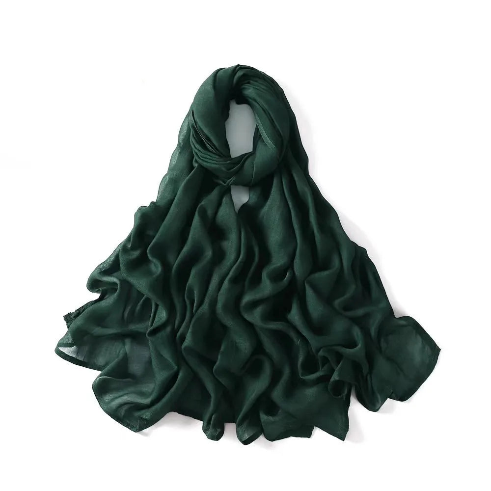Viscose Hijab Scarf Double Stitches Edge Plain Cotton Modal Muslim Women Scarf Soft Lightweight Shawl Rayon Scarf Hijab 185X85Cm