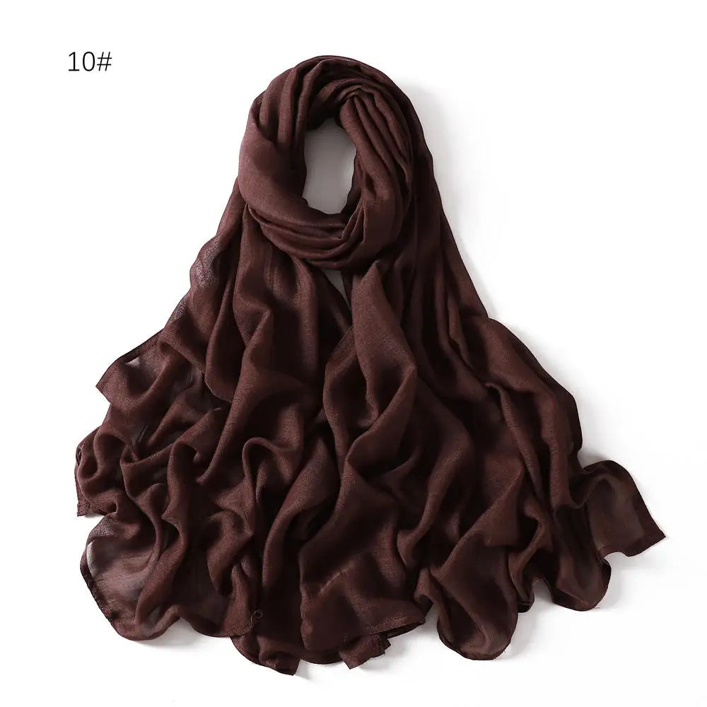 Viscose Hijab Scarf Double Stitches Edge Plain Cotton Modal Muslim Women Scarf Soft Lightweight Shawl Rayon Scarf Hijab 185X85Cm
