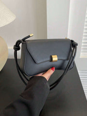 Retro Lightweight, Business Casual Black Flap Bag Vintage Knot Detail PU for Teen Girls Women College Students, Rookies & White-Collar Workers Perfect for Office, College, Work, Business, Commute, Outdoors, Travel, Outings, Retro Inspired Vintage Bag for Women