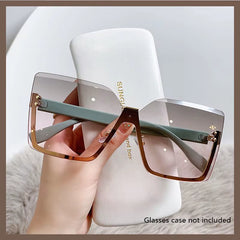 European and American Style Half-Frame Metal Sunglasses for Women - Fashionable Slim Design with UV Protection
