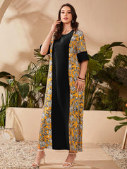 Al Najma Paisley Print Flounce Sleeve Kaftan, Modest Arabian Dress