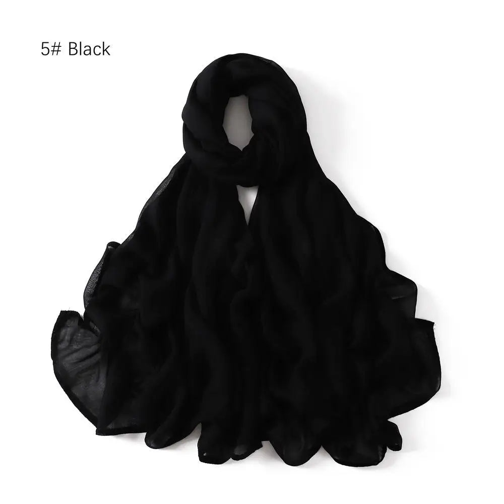 Viscose Hijab Scarf Double Stitches Edge Plain Cotton Modal Muslim Women Scarf Soft Lightweight Shawl Rayon Scarf Hijab 185X85Cm