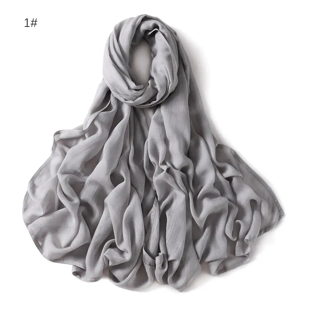 Viscose Hijab Scarf Double Stitches Edge Plain Cotton Modal Muslim Women Scarf Soft Lightweight Shawl Rayon Scarf Hijab 185X85Cm