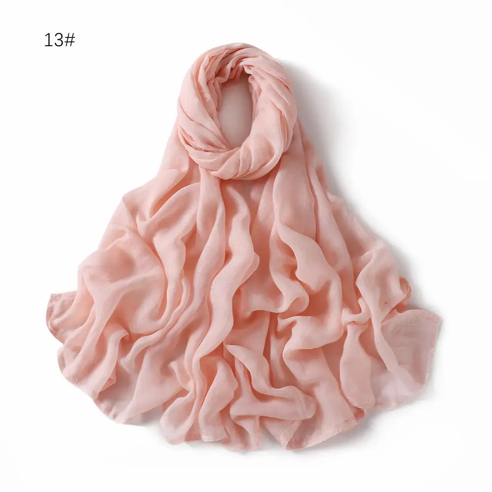 Viscose Hijab Scarf Double Stitches Edge Plain Cotton Modal Muslim Women Scarf Soft Lightweight Shawl Rayon Scarf Hijab 185X85Cm