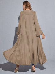 Al Najma Solid Open Front Modest Long Sleeve Arabian Abaya