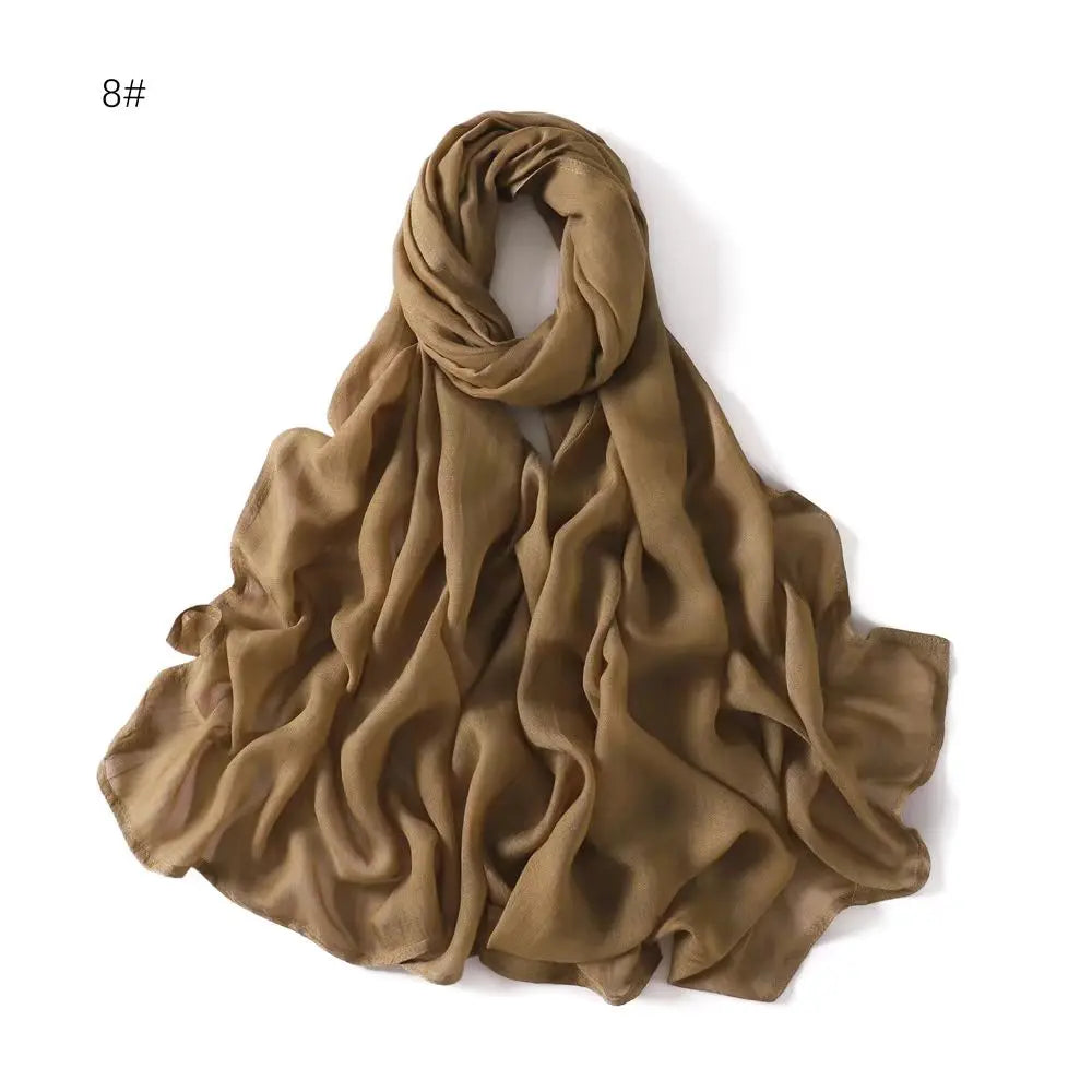 Viscose Hijab Scarf Double Stitches Edge Plain Cotton Modal Muslim Women Scarf Soft Lightweight Shawl Rayon Scarf Hijab 185X85Cm