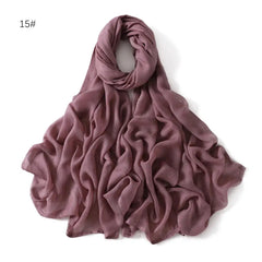 Viscose Hijab Scarf Double Stitches Edge Plain Cotton Modal Muslim Women Scarf Soft Lightweight Shawl Rayon Scarf Hijab 185X85Cm