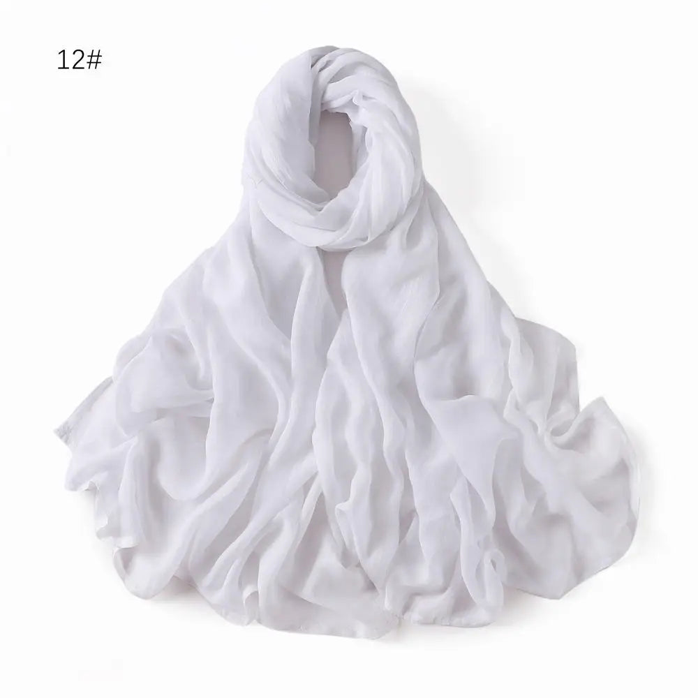 Viscose Hijab Scarf Double Stitches Edge Plain Cotton Modal Muslim Women Scarf Soft Lightweight Shawl Rayon Scarf Hijab 185X85Cm