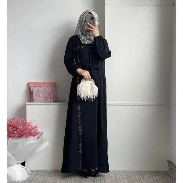 Ayesha'S Collection Turkish Abaya Women'S Modest Maxi Dress with Long Sleeve, Black, Soft and Comfortable Material Pashmina Outfit ZAYNAO