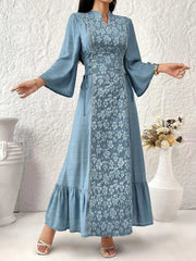 ZAYNAO Al Najma Women'S Printed Simple Daily Wear Arabian Modest Dress, Elegant Long Sleeve Side Tie up Full Length Jalabiya Kaftan Modest Dress for Casual Daily/Evening/Family Party/Event Al Najma Women'S Printed Simple Daily Wear Arabian Modest Dress, Elegant Long Sleeve Side Tie up Full Length Jalabiya Kaftan Modest Dress for Casual Daily/Evening/Family Party/Event