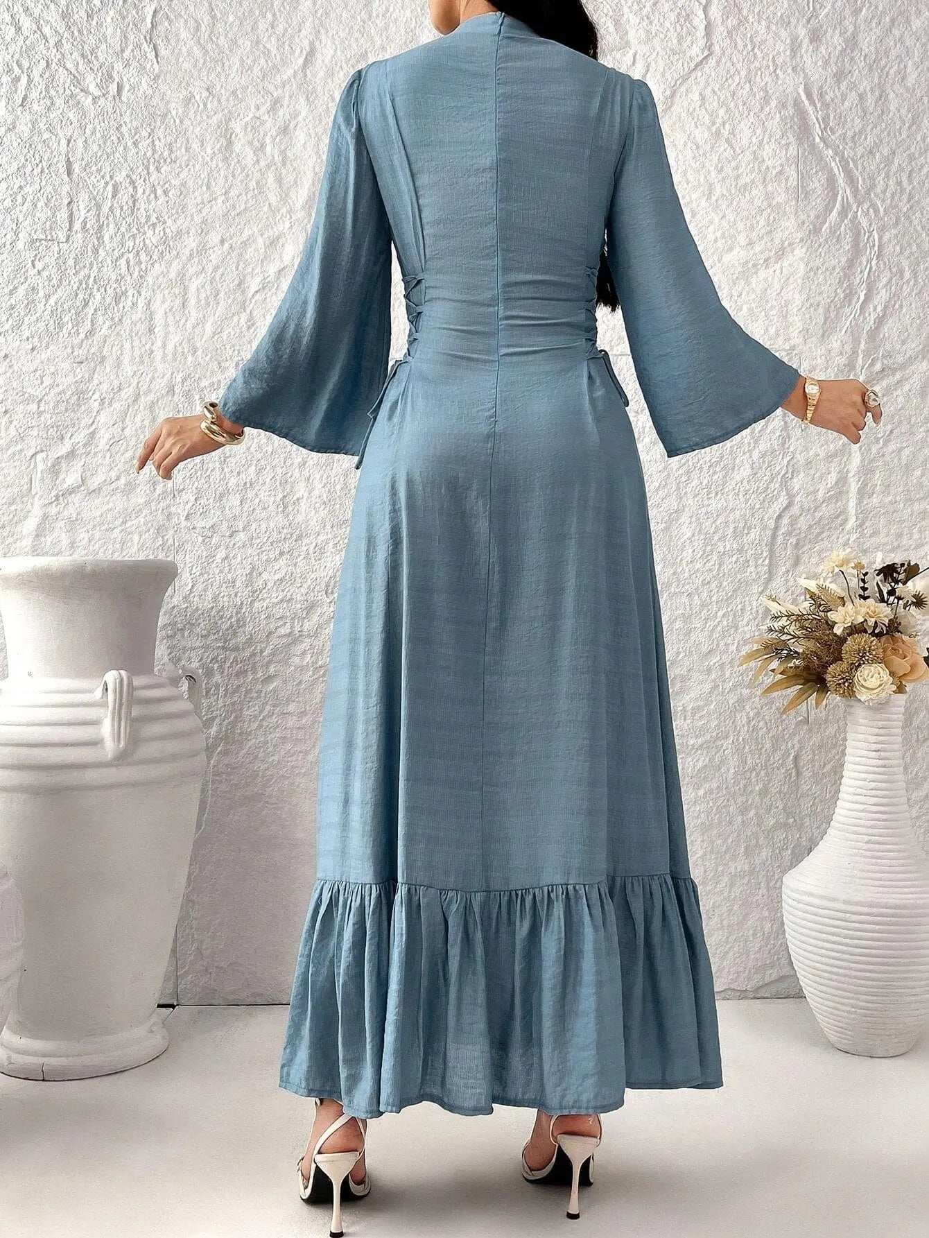 ZAYNAO Al Najma Women'S Printed Simple Daily Wear Arabian Modest Dress, Elegant Long Sleeve Side Tie up Full Length Jalabiya Kaftan Modest Dress for Casual Daily/Evening/Family Party/Event Al Najma Women'S Printed Simple Daily Wear Arabian Modest Dress, Elegant Long Sleeve Side Tie up Full Length Jalabiya Kaftan Modest Dress for Casual Daily/Evening/Family Party/Event