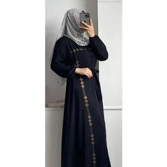 ZAYNAO Ayesha'S Collection Turkish Abaya Women'S Modest Maxi Dress with Long Sleeve, Black, Soft and Comfortable Material Pashmina Outfit Ayesha'S Collection Turkish Abaya Women'S Modest Maxi Dress with Long Sleeve, Black, Soft and Comfortable Material Pashmina Outfit