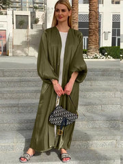 ZAYNAO Eid Djellaba Abaya Dubai Shiny Soft Cuff Sleeves Muslim Dress Silky Kimono Dubai Turkey Muslim Dress Islam Abayas with Belt WY56 Eid Djellaba Abaya Dubai Shiny Soft Cuff Sleeves Muslim Dress Silky Kimono Dubai Turkey Muslim Dress Islam Abayas with Belt WY56