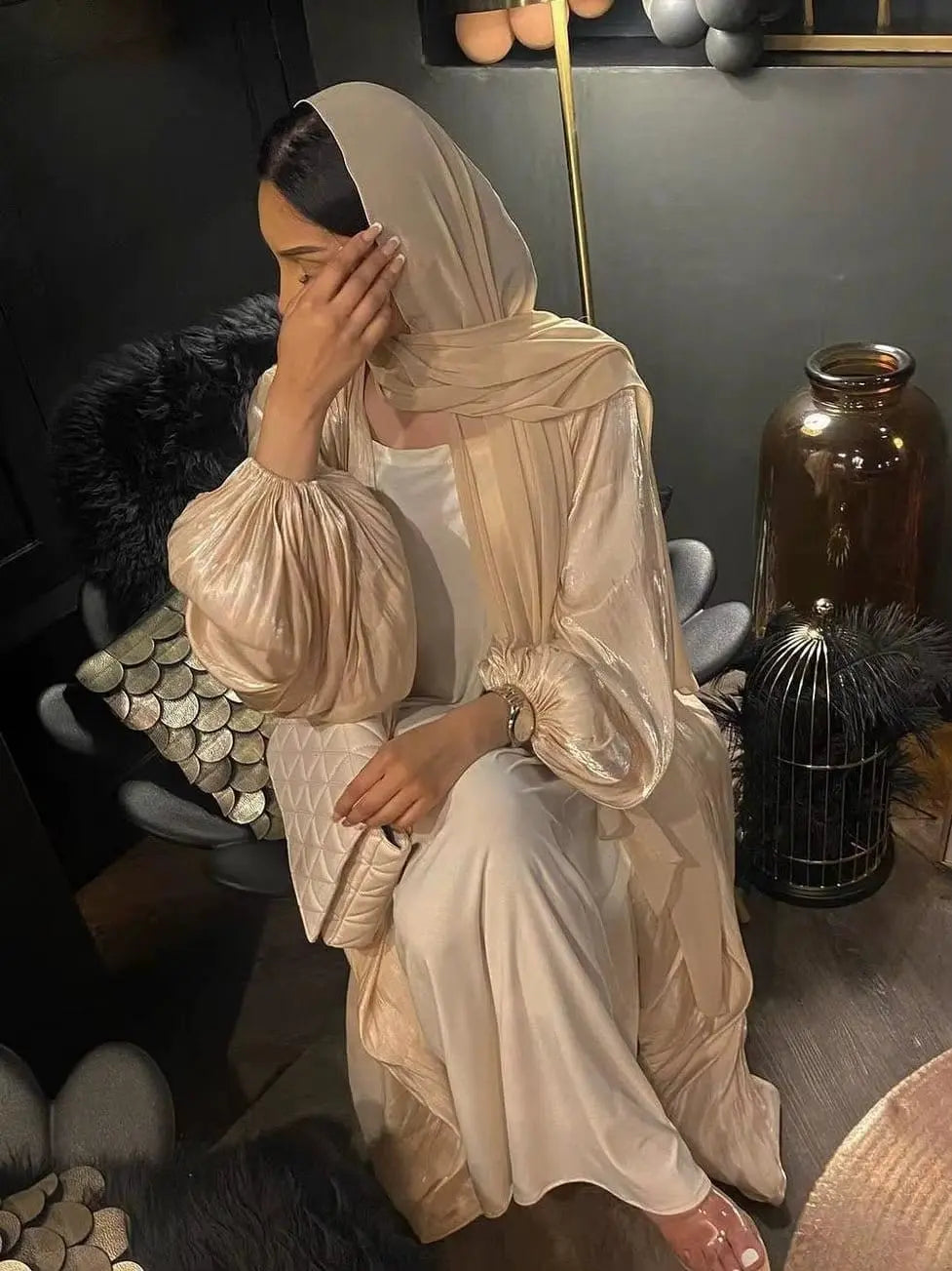 ZAYNAO Eid Djellaba Abaya Dubai Shiny Soft Cuff Sleeves Muslim Dress Silky Kimono Dubai Turkey Muslim Dress Islam Abayas with Belt WY56 Eid Djellaba Abaya Dubai Shiny Soft Cuff Sleeves Muslim Dress Silky Kimono Dubai Turkey Muslim Dress Islam Abayas with Belt WY56