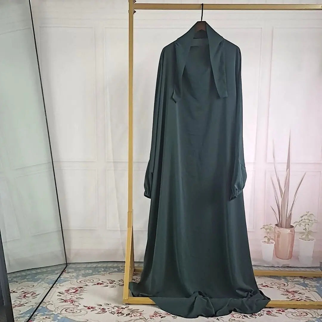 ZAYNAO Women Dark Green / Free Size Amazon Abaya Dubai Turkey One-piece Prayer Dress CJYD173203901AZ Abaya Dubai Turkey One-piece Prayer Dress
