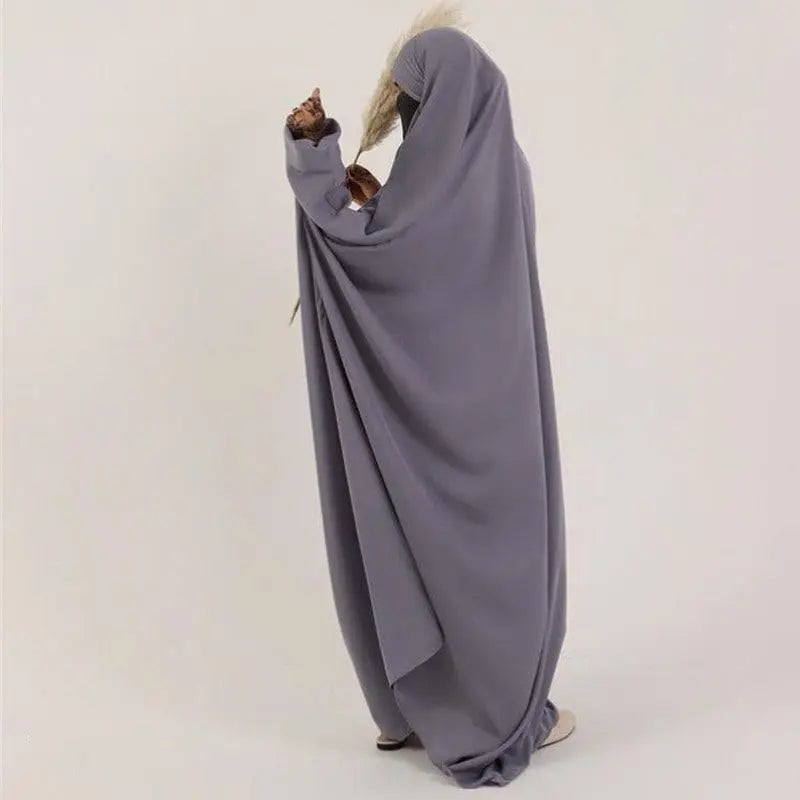 ZAYNAO Women Gray / Free Size Amazon Abaya Dubai Turkey One-piece Prayer Dress CJYD173203908HS Abaya Dubai Turkey One-piece Prayer Dress