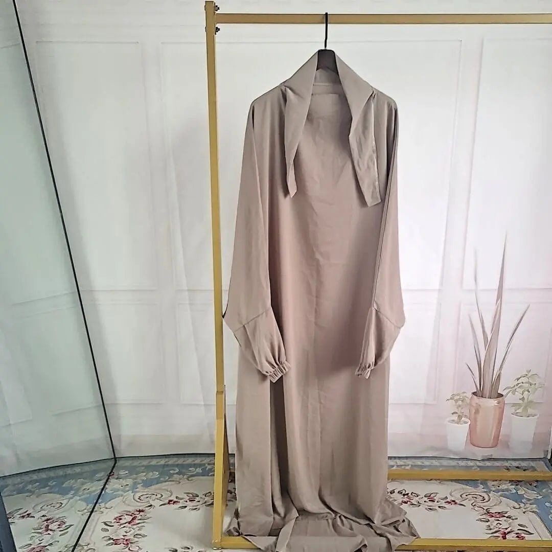 ZAYNAO Women Khaki / Free Size Amazon Abaya Dubai Turkey One-piece Prayer Dress CJYD173203903CX Abaya Dubai Turkey One-piece Prayer Dress