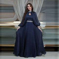 ZAYNAO Women Women's Two-piece Hot Drilling Bright Silk Fashion Satin Robe Abaya Two-Piece Satin Robe Abaya with Hot Drill Detailing